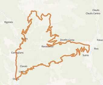 Map Panoramica delle Vette roads through Carnic Alps in Italy